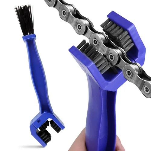 Cepillo de cadena de motocicleta – Kit de limpieza de cadena de motocicleta de plástico duradero con cepillo y cerdas de nailon de tres caras para