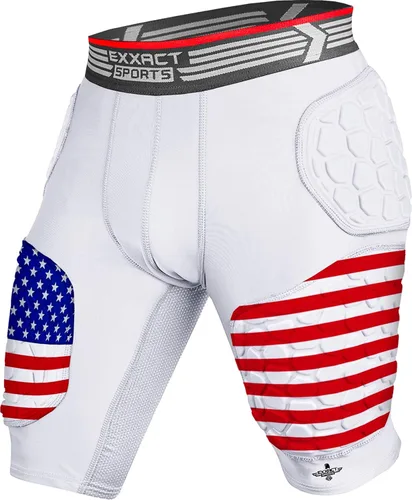 Miniatura 8 de Exxact Sports Elite - Faja de fútbol para adultos con 5 almohadillas para hombres con bolsillo para tazas, pantalones cortos de compresión