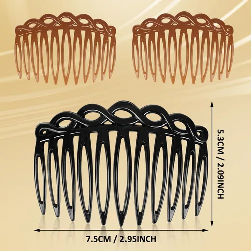 Miniatura 2 de COMNICO Juego de 6 peines laterales franceses para mujer, juego de accesorios de peine de pelo de plástico, pinzas decorativas para el cabello