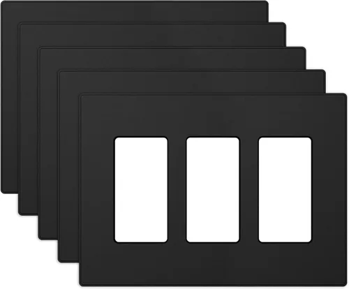 Miniatura 8 de ELEGRP Placas decorativas de pared de 3 segmentos sin tornillos, cubierta de placa frontal termoplástica irrompible para interruptor de toma