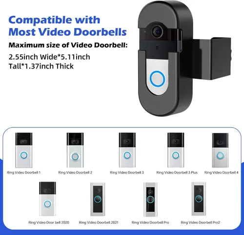Miniatura 2 de Soporte Antirrobo para Timbre de Video Ring, Compatible con Timbre de Video, Soporte de Montaje Ajustable Sin Taladro para Timbres Inalámbricos