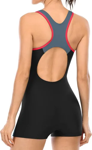Miniatura 97 de beautyin - Traje de baño para mujer, traje de baño aeróbico y de competición de una pieza, estilo pantalón corto