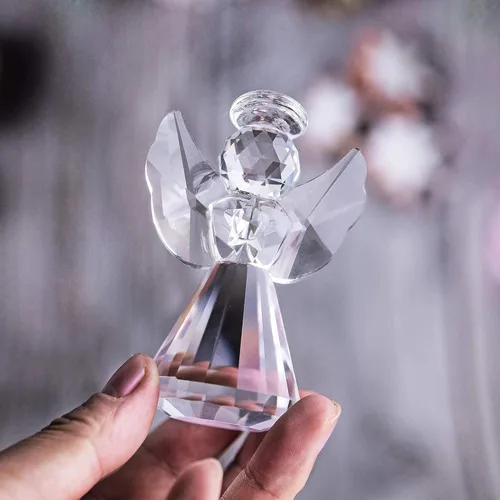Miniatura 7 de HDCRYSTALGIFTS Figura de Ángel Guardián de Cristal de 3 pulgadas Pisapapeles Decorativo de Vidrio Estatua de Ángel de Navidad Ornamentos Arte Regalo