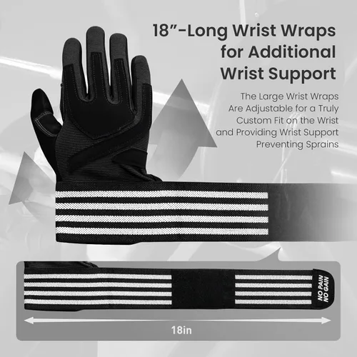 Miniatura 2 de FINGER TEN Guantes de entrenamiento de levantamiento de pesas, medio dedo completo con soporte para correa de muñeca, agarre acolchado