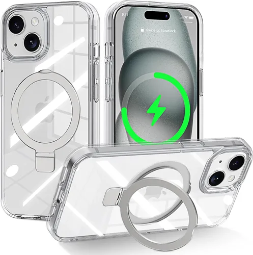 Miniatura 61 de CHAOFEnG Funda magnética compatible con iPhone 11 con soporte, prueba de caídas de grado militar, compatible con imán, anillo translúcido, parte