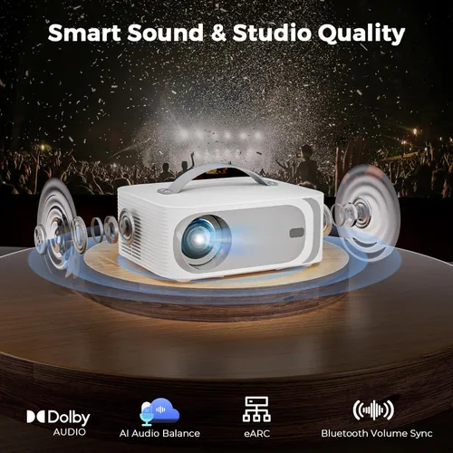 Miniatura 5 de [Sistema AI Movin 2.0/1200 ANSI/enfoque automático] Proyector 4K con WiFi 6 y Bluetooth, 30 W DoIby Audio Netflix-Licencia de Netflix-proyector