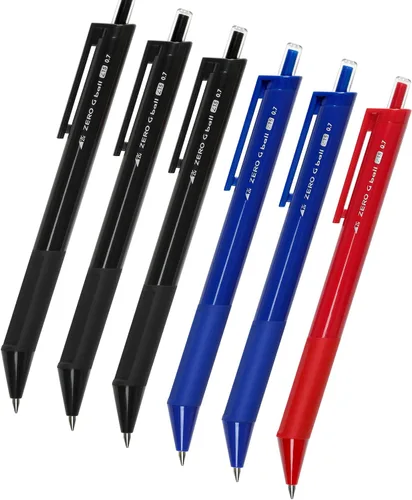Miniatura 7 de Bolígrafo estándar, 0.020 in, tinta de 3 colores (negro, azul, rojo), cuerpo blanco, 6 bolígrafos por paquete