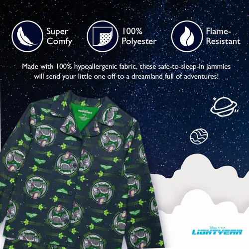 Miniatura 3 de Disney Boys' Toy Story 2-Piece Loose-fit Button Down Pajama Set, Soft & Cute for Kids
