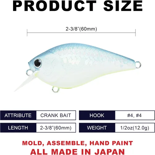 Miniatura 2 de LUCKY CRAFT LC 1.5 Silent Squarebill Crankbait Fishing Lure, 2-3/8", Bass Fishing Lures for Freshwater, Hard Crankbait with Treble Fishing Hooks