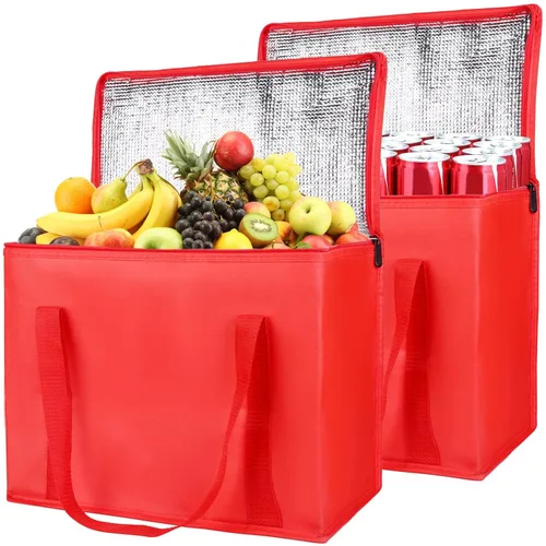 Miniatura 22 de Paquete de 1 bolsa aislada para entrega de alimentos con parte inferior dura, calentadores de alimentos comerciales XXXL para conductores de Negro