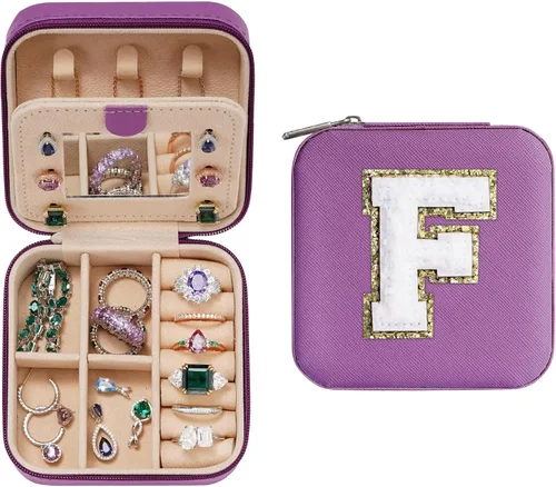 Parima Regalos de Navidad para mamá, pequeño joyero de viaje, joyero de viaje con espejo para collar, aretes, anillos, organizador Regalos de