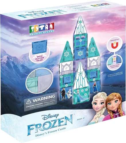 Miniatura 14 de Tytan Toys Disney Frozen - Azulejos magnéticos de castillo de princesa, juego de construcción STEAM de 68 piezas con azulejos con purpurina