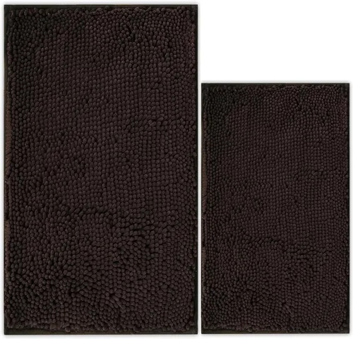 Miniatura 26 de Juego de 2 tapetes de baño de chenilla, superabsorbentes, con fuerte respaldo antideslizante de PVC, tapetes de baño para baño, peludos