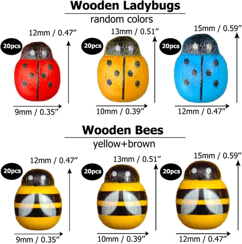 Miniatura 2 de 225 piezas de resina diminuta abeja de madera mariquita margarita flor decoración de hongos, adorno de abejorro, encanto de limo epoxi en miniatura