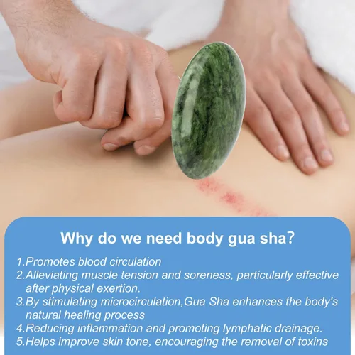 Miniatura 7 de gemshan Piedra de masaje, rocas calientes naturales de 3.5 pulgadas, herramienta de masaje corporal Gua Sha para masaje de celulitis, drenaje Jade