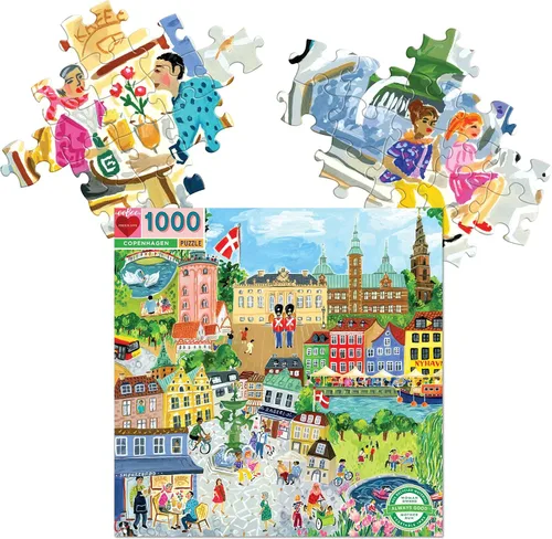 Miniatura 6 de eeBoo Rompecabezas de 1000 piezas, rompecabezas de Copenhague para adultos, cuadrado de 23 x 23 pulgadas, fabricado con tablero reciclado y tinta a