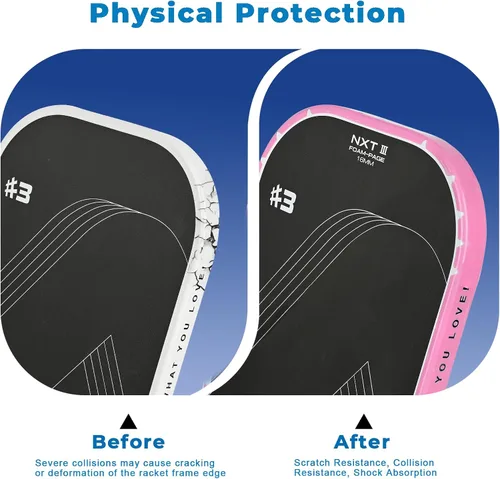 Miniatura 149 de PICKLETECH Cinta de protección de pala de pickleball – Protector de borde de cabeza de paleta – Cinta de protección de borde de raqueta ajuste gris