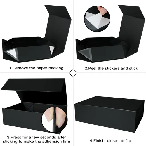 Miniatura 3 de Aimyoo Cajas de regalo magnéticas Galaxy negras con tapas 13.8x9x4.3 pulgadas, caja grande de propuesta para dama de honor y padrino, caja plegable