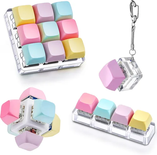 Miniatura 8 de Taiyin 3 unidades de juguete de teclado con clic, llavero de juguete para aliviar el estrés, juguetes de descompresión, botón para aliviar