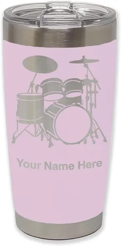 Miniatura 25 de LaserGram Vaso aislado al vacío de 20 onzas, juego de batería, grabado personalizado incluido (negro)