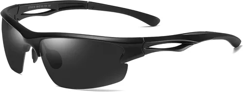 Cyxus Gafas de sol deportivas polarizadas para hombres y mujeres, para correr, ciclismo, pesca, golf, conducción, gafas de sol Tr90, 5-marco negro