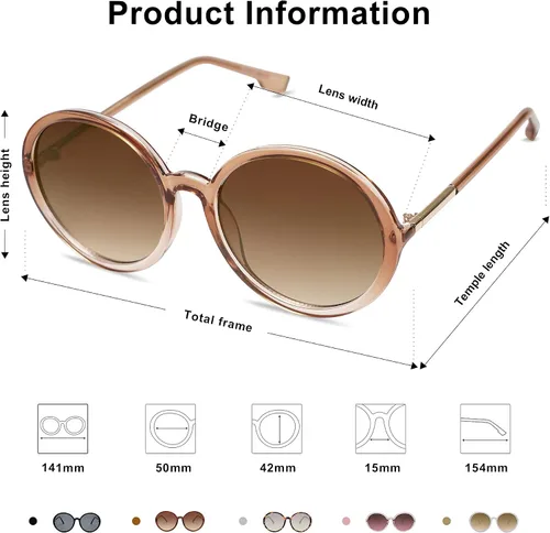 Miniatura 3 de SOJOS Gafas de sol redondas vintage para mujer estilo clásico retro SJ2121