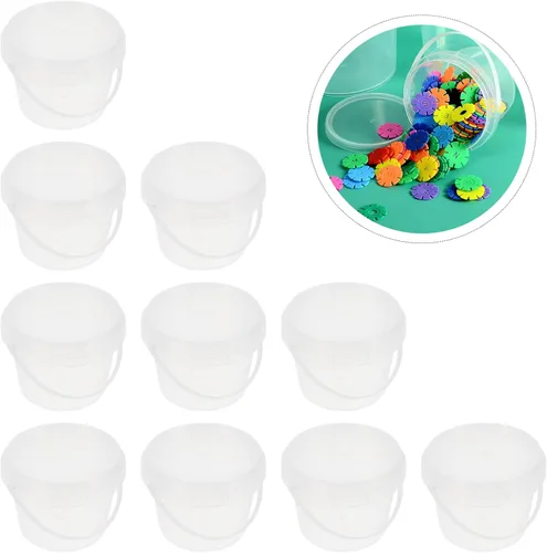 Miniatura 7 de Mini cubo de almacenamiento transparente con tapa, contenedor de plástico transparente de 10 onzas, seguro para alimentos, suministros de fiesta