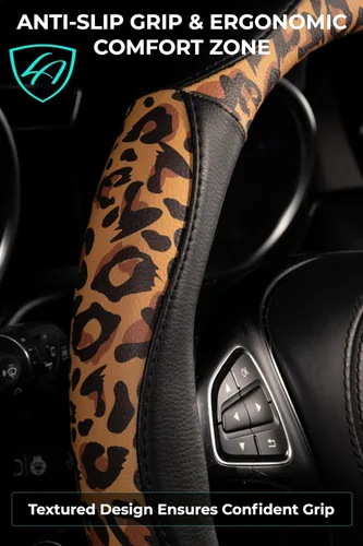 Miniatura 4 de Lord Autofashion - Funda para volante, piel sintética, interior de goma antideslizante, comodidad para todas las estaciones, 14.5-15 pulgadas
