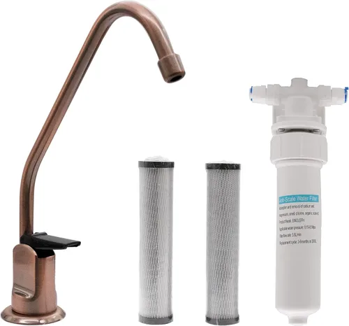 Westbrass CO128-11 Kit de grifo dispensador de agua fría pura estilo Touch-Flo de 8 pulgadas con unidad de filtro en línea debajo del fregadero y 2