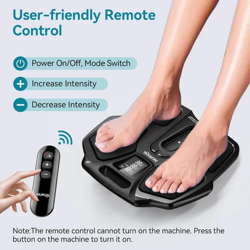 Miniatura 5 de NURSAL Masajeador de pies EMS para neuropatía, estimulador muscular eléctrico para circulación de pies y piernas, unidad TENS para pies con 6