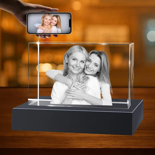 Miniatura 2 de Regalo personalizado de fotos de cristal 3D, recuerdo personalizado con grabado láser para aniversario, boda, cumpleaños, regalos únicos