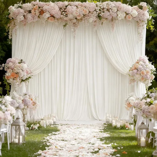 Miniatura 6 de Cortinas de Fondo Beige - Cortinas de Poliéster Sin Arrugas para Fotografía, Cortinas de Fondo para Fiestas, para Decoraciones de Baby Shower