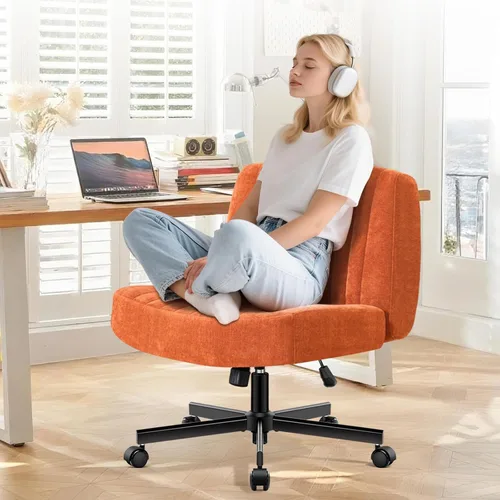 Miniatura 2 de Silla cruzada de base convertible con resortes ensanchados y cojines más gruesos y anchos, silla de oficina con patas sin brazos que alivia el dolor
