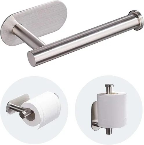 Miniatura 10 de JOPOFI Portarrollos de papel higiénico - Portarrollos de papel higiénico autoadhesivo para montaje en pared para baño, acero inoxidable SUS 304