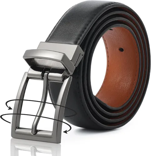 Miniatura 15 de AWAYTR Cinturón de cuero reversible para mujer, cinturón de dos colores en uno para jeans, vestido de mujer y hombre, cinturón con hebilla giratoria