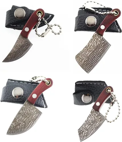 Miniatura 4 de Juego de cuchillos de bolsillo de Damasco Mini Chef Tiny Cleaver para abridor de paquetes Cortador de caja - de 4