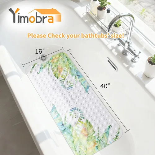 Miniatura 2 de Yimobra - Tapete original para bañera antideslizante extralargo con ventosas grandes y agujeros de drenaje, lavable a máquina