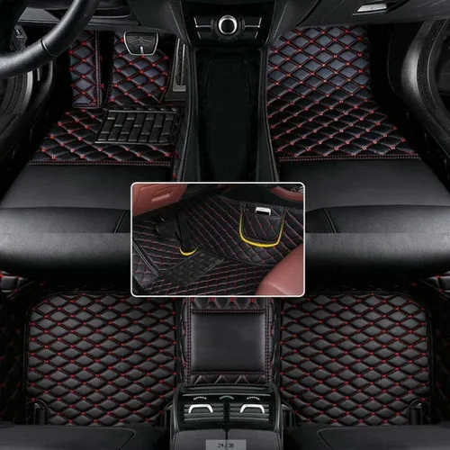 Miniatura 22 de Alfombrillas de cuero personalizadas para sedán, SUV, automóvil deportivo, negro, rojo, rosa, blanco, alfombrillas de vehículo para hombres
