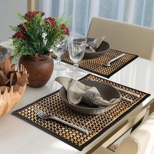 Miniatura 5 de Hushee 8 manteles individuales de bambú para mesa de comedor, lavables, resistentes al calor, manteles individuales de bambú para comedor y mesa