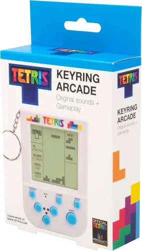 Miniatura 7 de Tetris Mini llavero de mano para juegos de arcade, juego de tetris portátil con 15 niveles, efectos de sonido clásicos, llavero consola