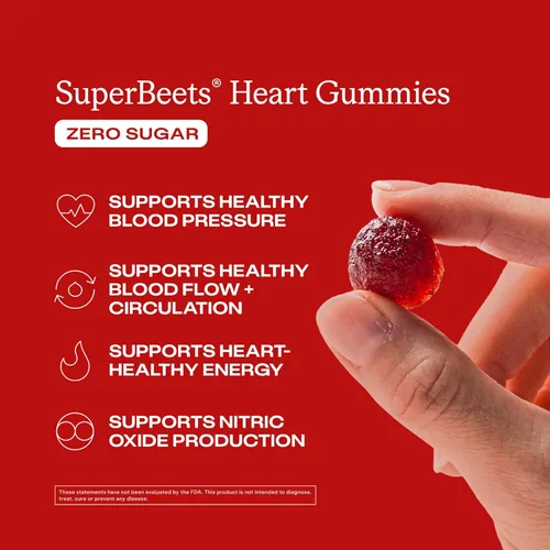 Miniatura 2 de HumanN SuperBeets - Gomitas de circulación de óxido nítrico sin azúcar, apoyo diario de presión arterial para la salud del corazón, extracto