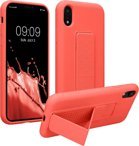 Miniatura 11 de kwmobile Funda compatible con Apple iPhone XR - Funda con correa de mano y revestimiento de silicona TPU suave - Azul Báltico