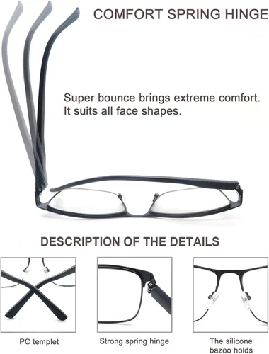 Miniatura 4 de HEEYYOK Gafas de lectura para hombre, 3.00, paquete de 3 lentes de lectura con bloqueo de luz azul, para lectura de metal, antifatiga ocular/migraña