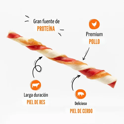 Miniatura 4 de Good 'n' Fun Twists - Golosina para perros de larga duración, con proteínas reales, piel de res y pollo premium, apoya la salud dental, estimulación
