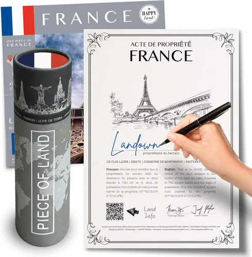 Regalos franceses para hombres y mujeres | Verdadero pedazo de Francia | Ideas de regalos inusuales de Francia | Certificado en blanco para escribir