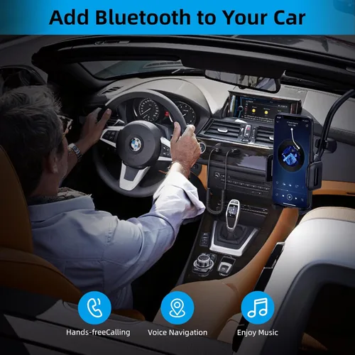 Miniatura 2 de ZIOCOM Adaptador auxiliar Bluetooth para automóvil, receptor USB Bluetooth 5.2, adaptador Bluetooth de 0.138 in con micrófono para transmisión