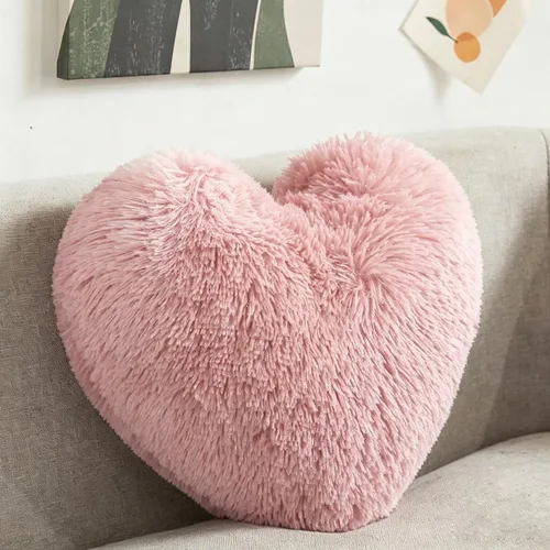 MorroMorn Cojines Decorativos Esponjosos en Forma de Corazón, Almohada Decorativa Peluda para Sofá, Sillón y Cama, Linda Decoración de Habitación