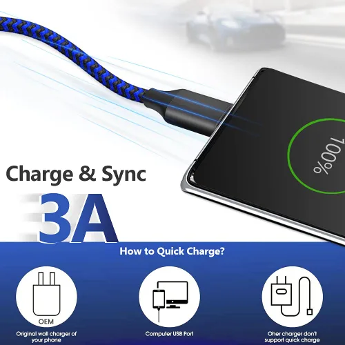 Miniatura 2 de Cable de carga USB tipo C de 10 pies, 3 unidades, USB A a USB C, cable de carga rápida compatible con iPhone 16 15 Pro Max, Samsung Galaxy S24 S23