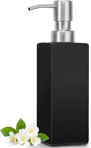 Miniatura 15 de Dispensador de jabón de vidrio ámbar GMISUN, dispensador de jabón de manos con bomba de acero inoxidable para baño, dispensadores de cocina