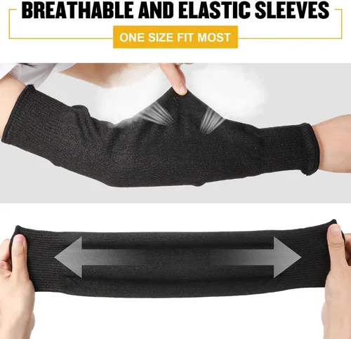 Miniatura 3 de Chuarry 4 pares de mangas resistentes a los cortes, protectores de brazo delgados para piel fina y moretones para hombres y mujeres, Negro, Gris
